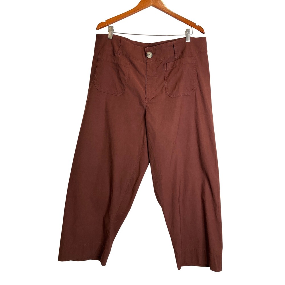 by Anthropologie The Collette Pants Patch Pocket Wide Leg Crop Stretch Boho 18